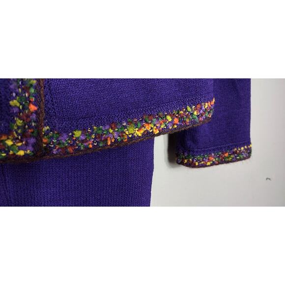 St. John Gorgeous 3pc Outfit Jacket Skirt Pant 6 8 Purple w/ multicolor trim - Picture 8 of 16